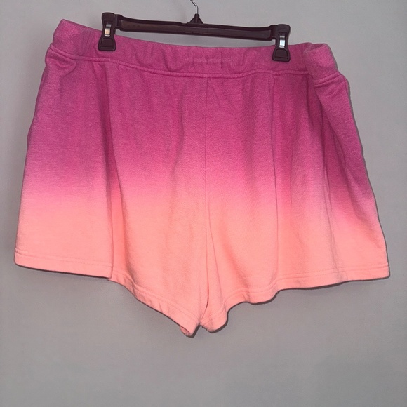 Lou & Grey Loft Dip Dye Terry Sweatshirt Shorts Set Pink Orange Ombre Size XXL - Picture 12 of 13